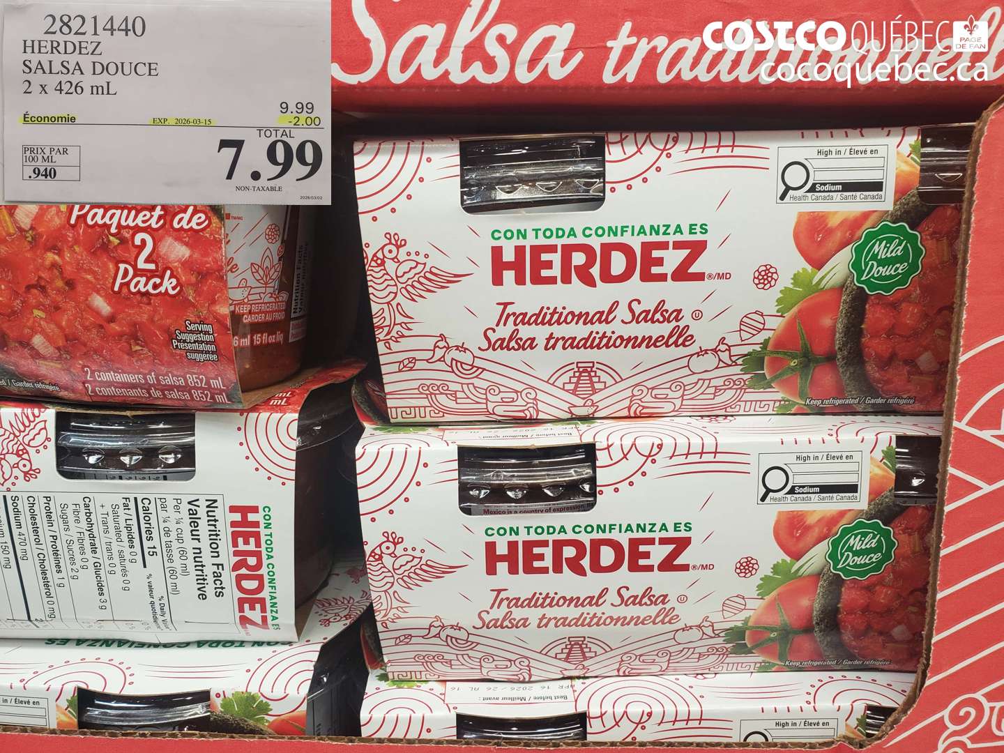 2821440 HERDEZ SALSA DOUCE 2 X 426 ML ($2.00 INSTANT SAVINGS EXPIRES ON 2026-03-15) $7.99