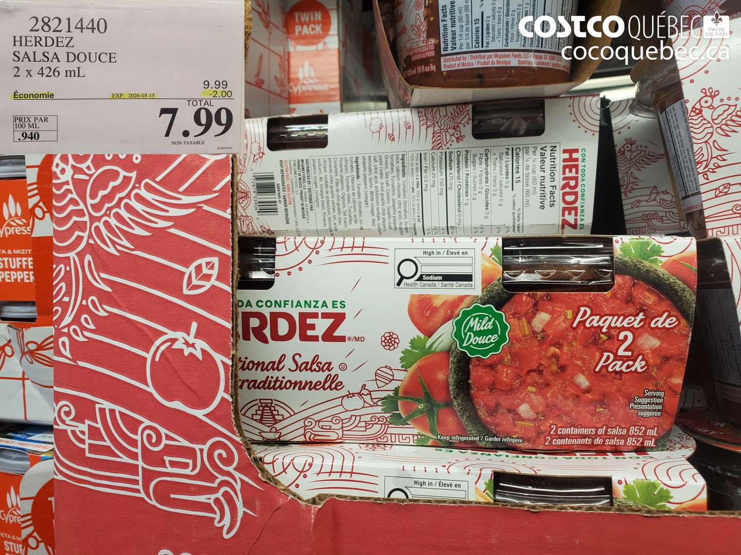 2821440 HERDEZ SALSA DOUCE 2 X 426 ML ($2.00 INSTANT SAVINGS EXPIRES ON 2026-03-15) $7.99