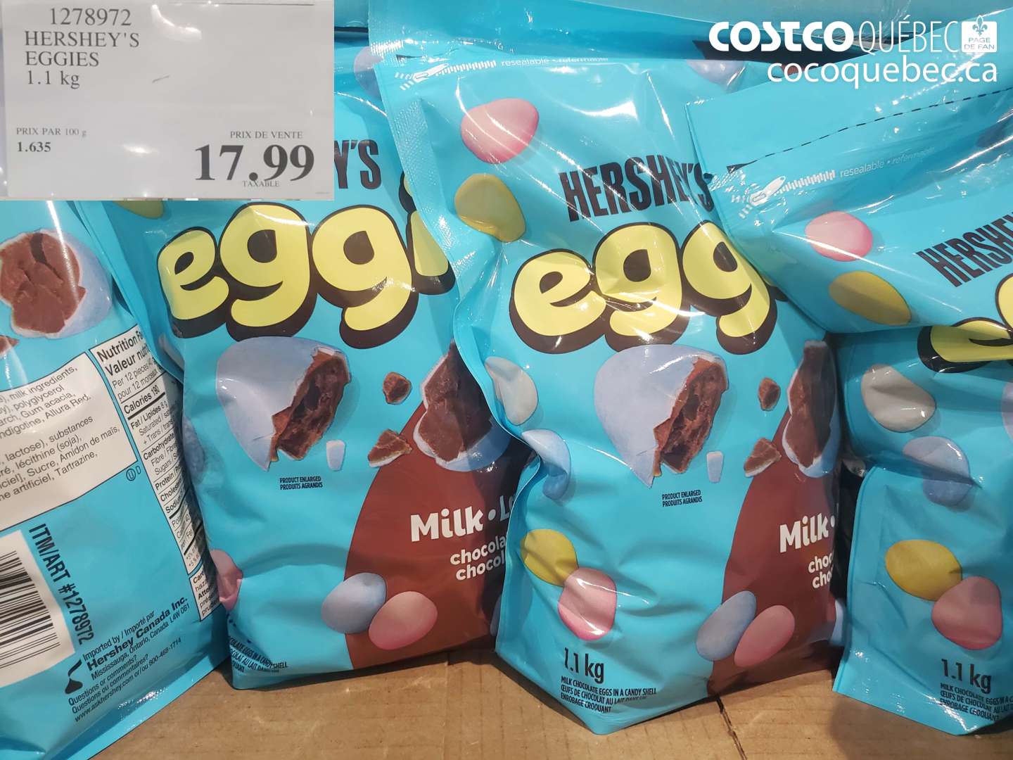 1278972 HERSHEY'S EGGIES 1.1 KG $17.99