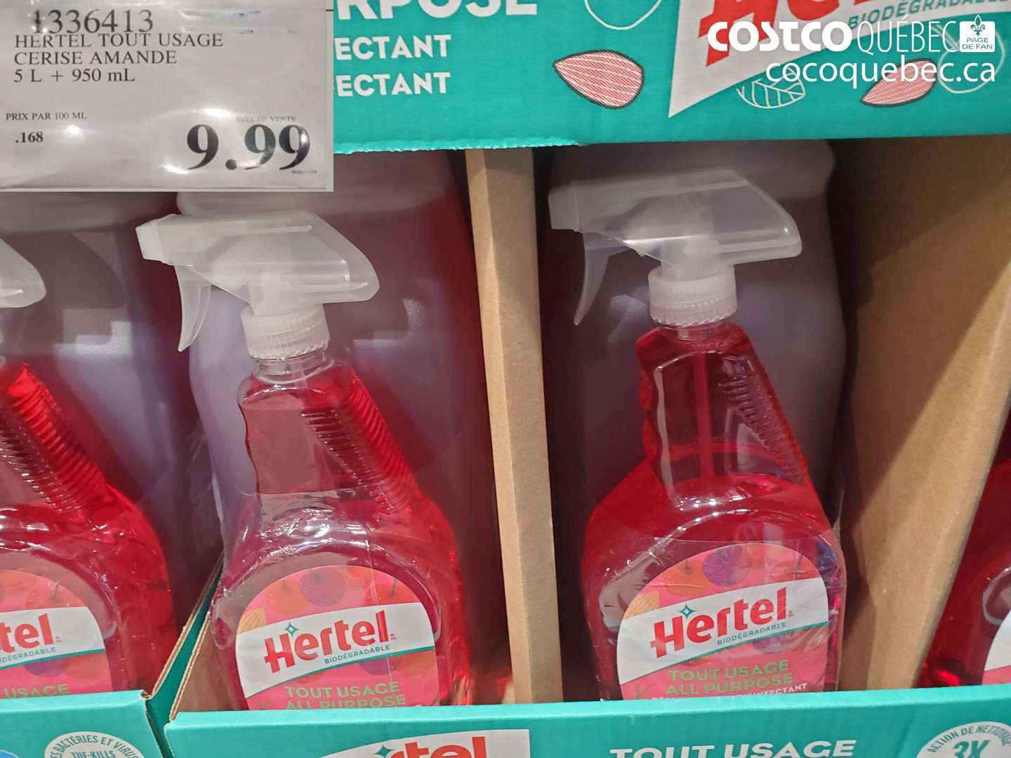 1336413 HERTEL TOUT USAGE CERISE AMANDE 5 L + 950 ML $9.99