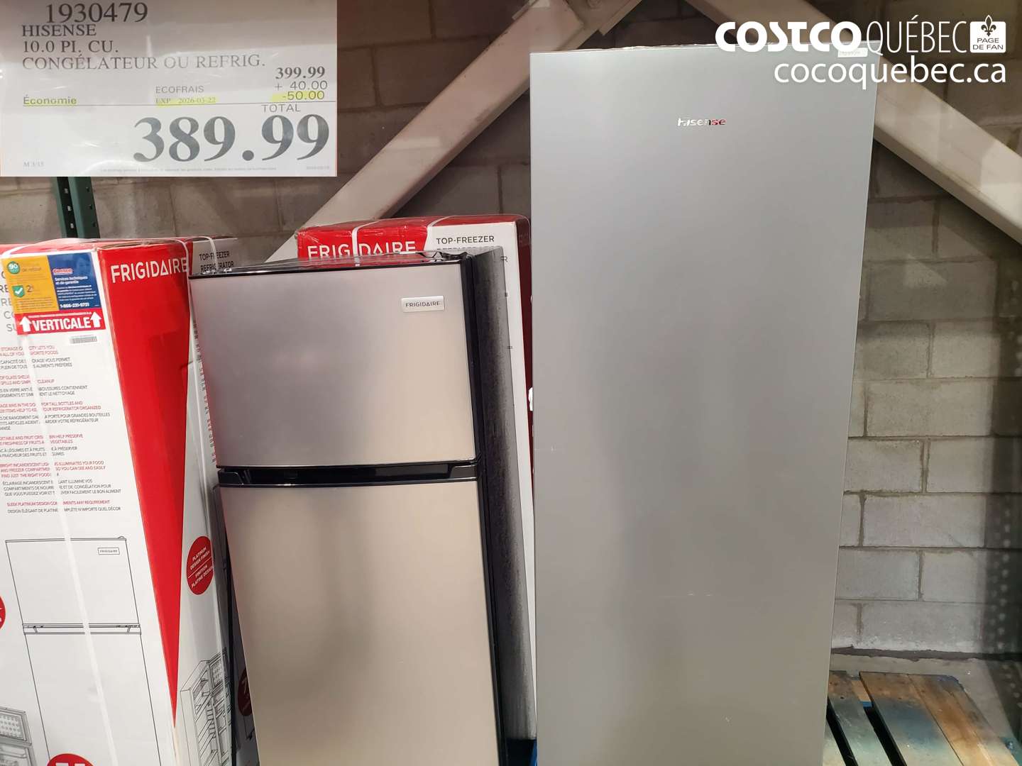 1930479 HISENSE 10.0 PI. CU. CONGÉLATEUR OU REFRIG. ($50.00 INSTANT SAVINGS EXPIRES ON 2026-03-22) $389.99