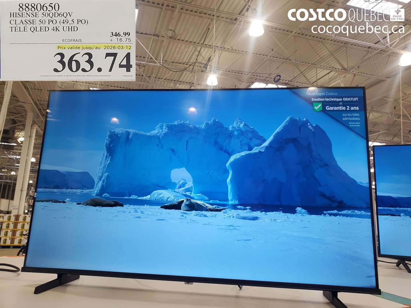 8880650 HISENSE 50QD6QV CLASSE 50 PO (49,5 PO) TELE QLED 4K UHD (EXPIRES ON 2026-03-12) $363.74