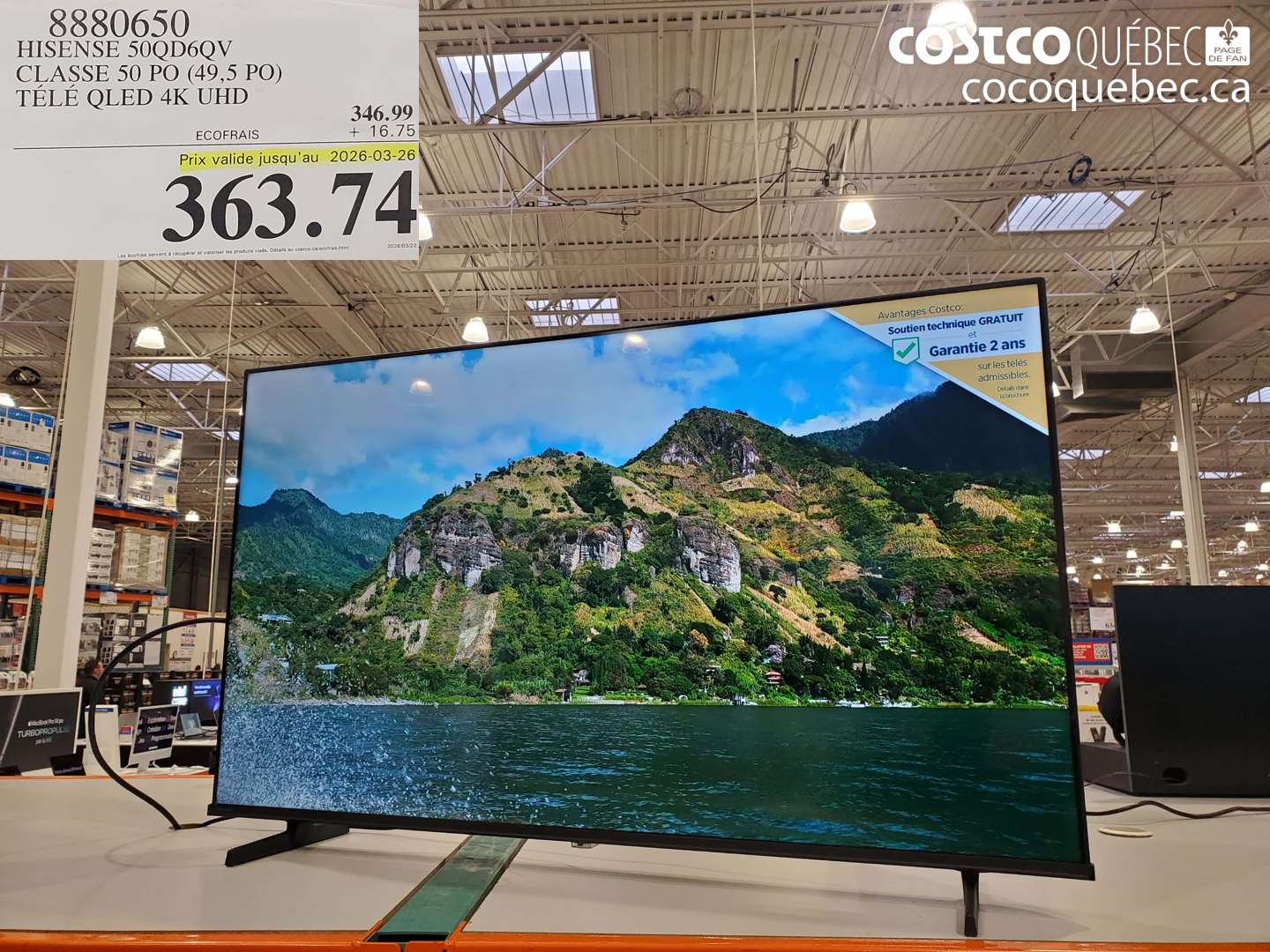 8880650 HISENSE 50QD6QV CLASSE 50 PO (49,5 PO) TÉLÉ QLED 4K UHD (EXPIRES ON 2026-03-26) $363.74