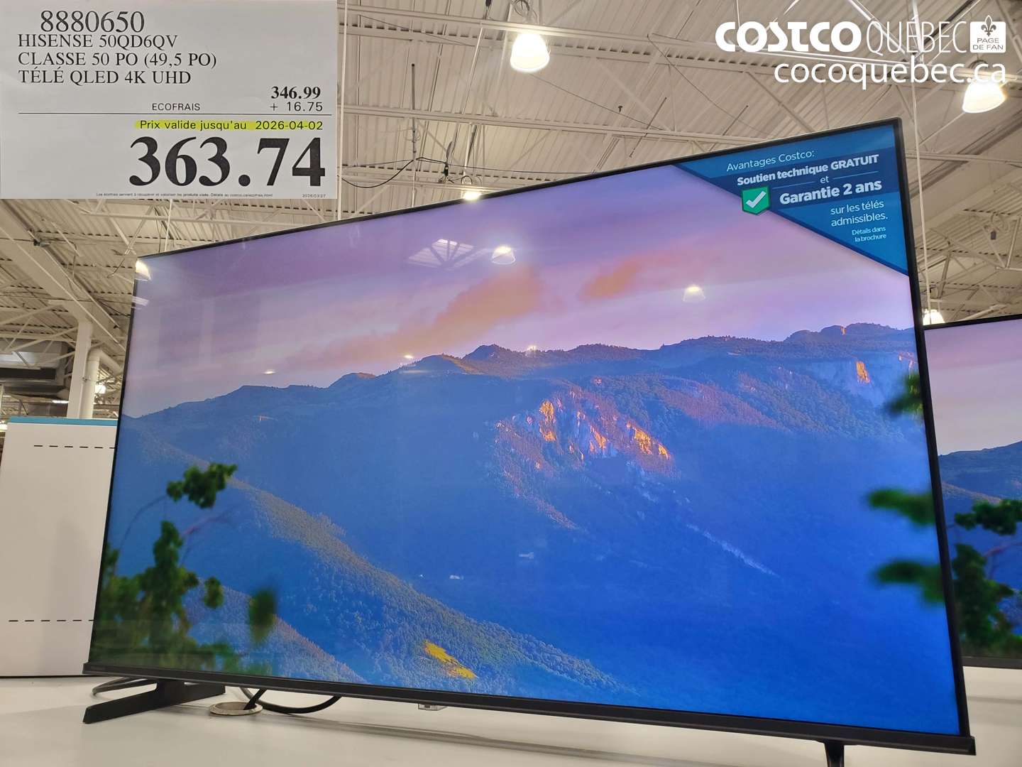 8880650 HISENSE 50QD6QV CLASSE 50 PO (49,5 PO) TÉLÉ QLED 4K UHD (EXPIRES ON 2026-04-02) $363.74