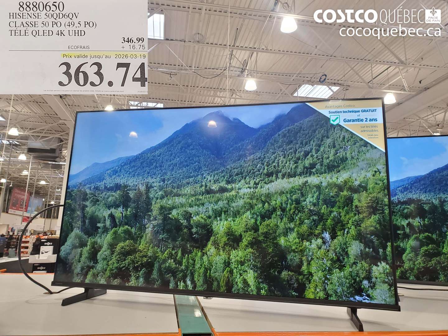 8880650 HISENSE 50QDQV CLASSE 50 PO (49,5 PO) TÉLÉ QLED 4K UHD (EXPIRES ON 2026-03-19) $363.74