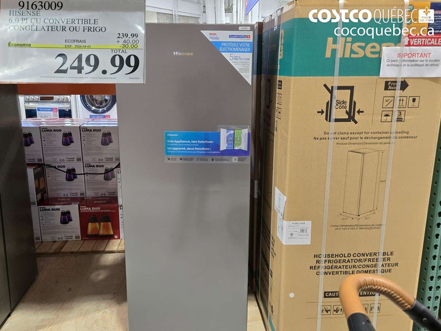 9163009 HISENSE 6,0 PI CU CONVERTIBLE CONGÉLATEUR OU FRIGO ($30.00 INSTANT SAVINGS EXPIRES ON 2026-04-01) $249.99