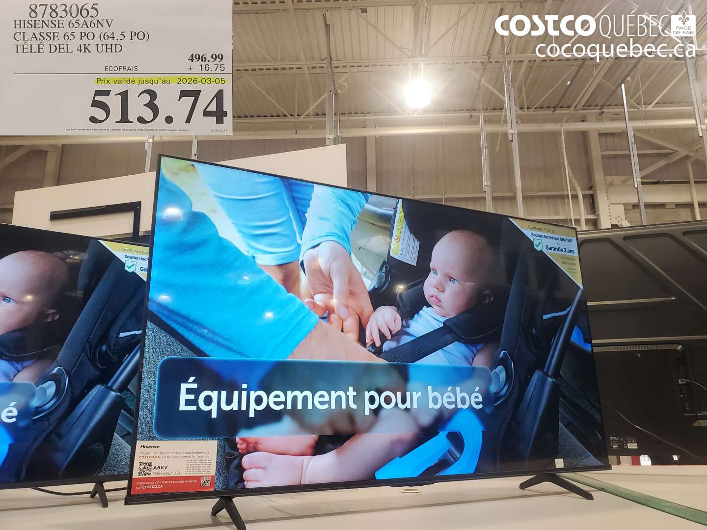 8783065 HISENSE 65A6NV CLASSE 65 PO (64,5 PO) TÉLÉ DEL 4K UHD (EXPIRES ON 2026-03-05) $513.74