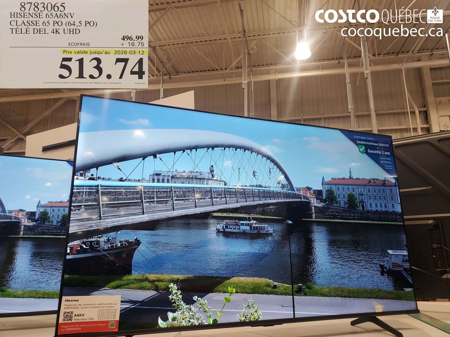 8783065 HISENSE 65A6NV CLASSE 65 PO (64,5 PO) TÉLÉ DEL 4K UHD (EXPIRES ON 2026-03-12) $513.74