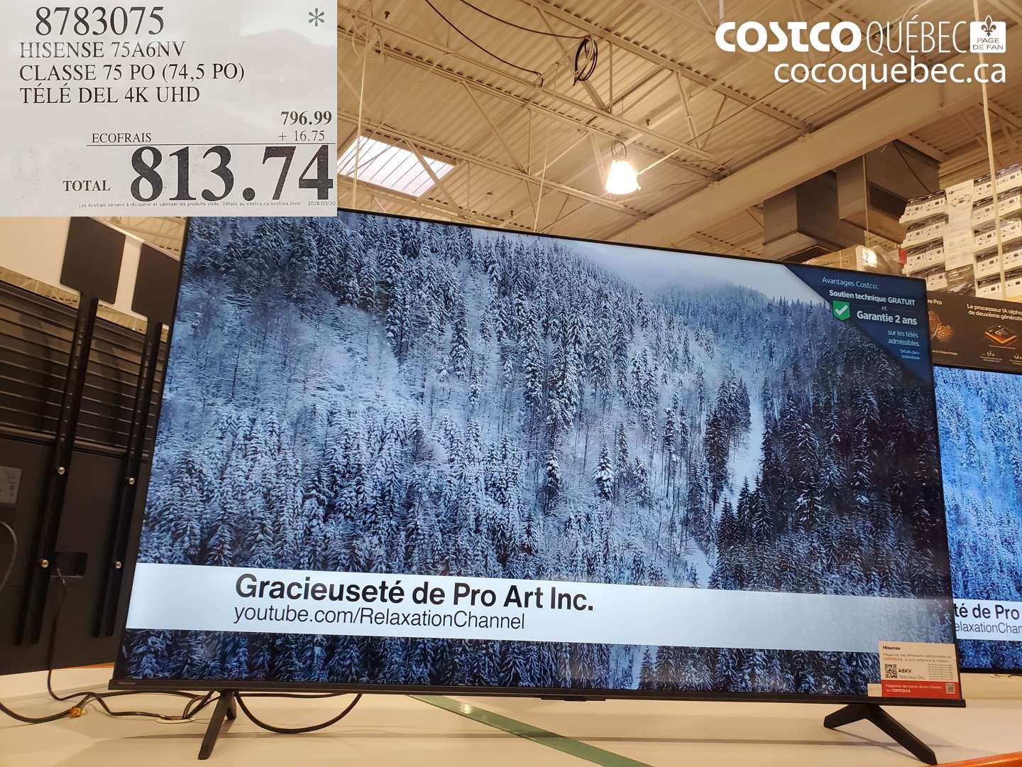 8783075 HISENSE 75A6NV CLASSE 75 PO (74,5 PO) TELE DEL 4K UHD $813.74