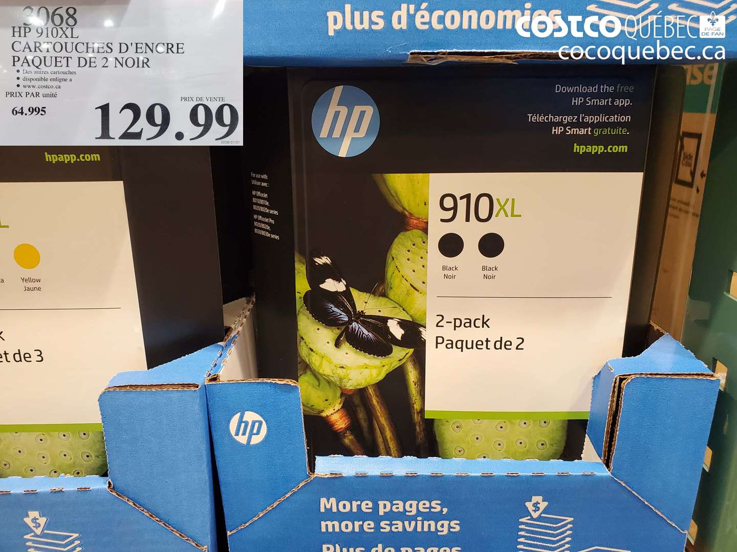 2068 HP 910XL CARTOUCHES D'ENCRE PAQUET DE 2 NOIR $129.99