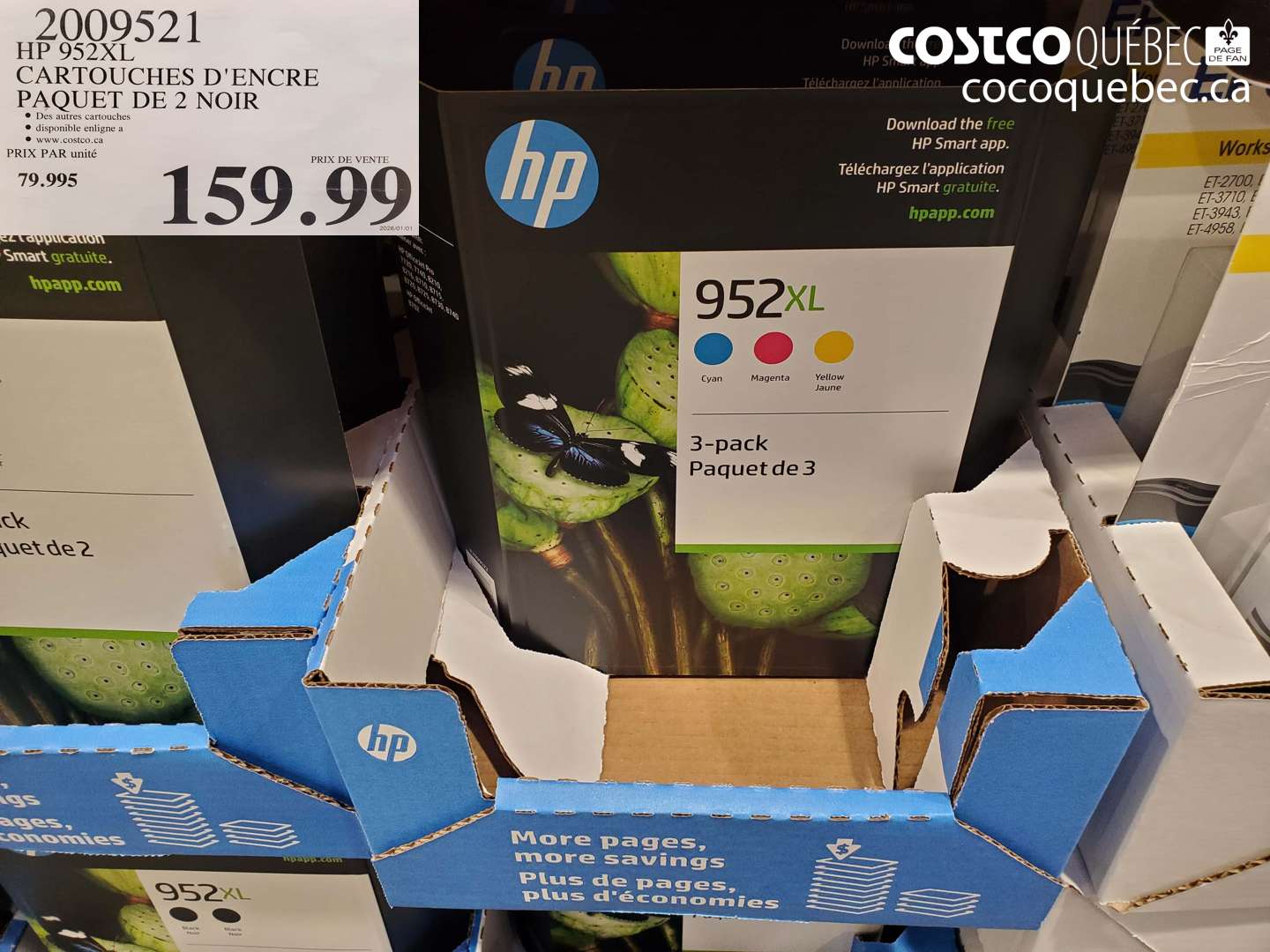 2009521 HP 952XL CARTOUCHES D'ENCRE PAQUET DE 2 NOIR $159.99