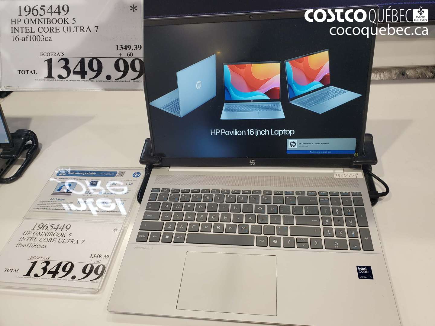 1965449 HP OMNIBOOK 5 INTEL CORE ULTRA 7 16-AF1003CA $1349.99