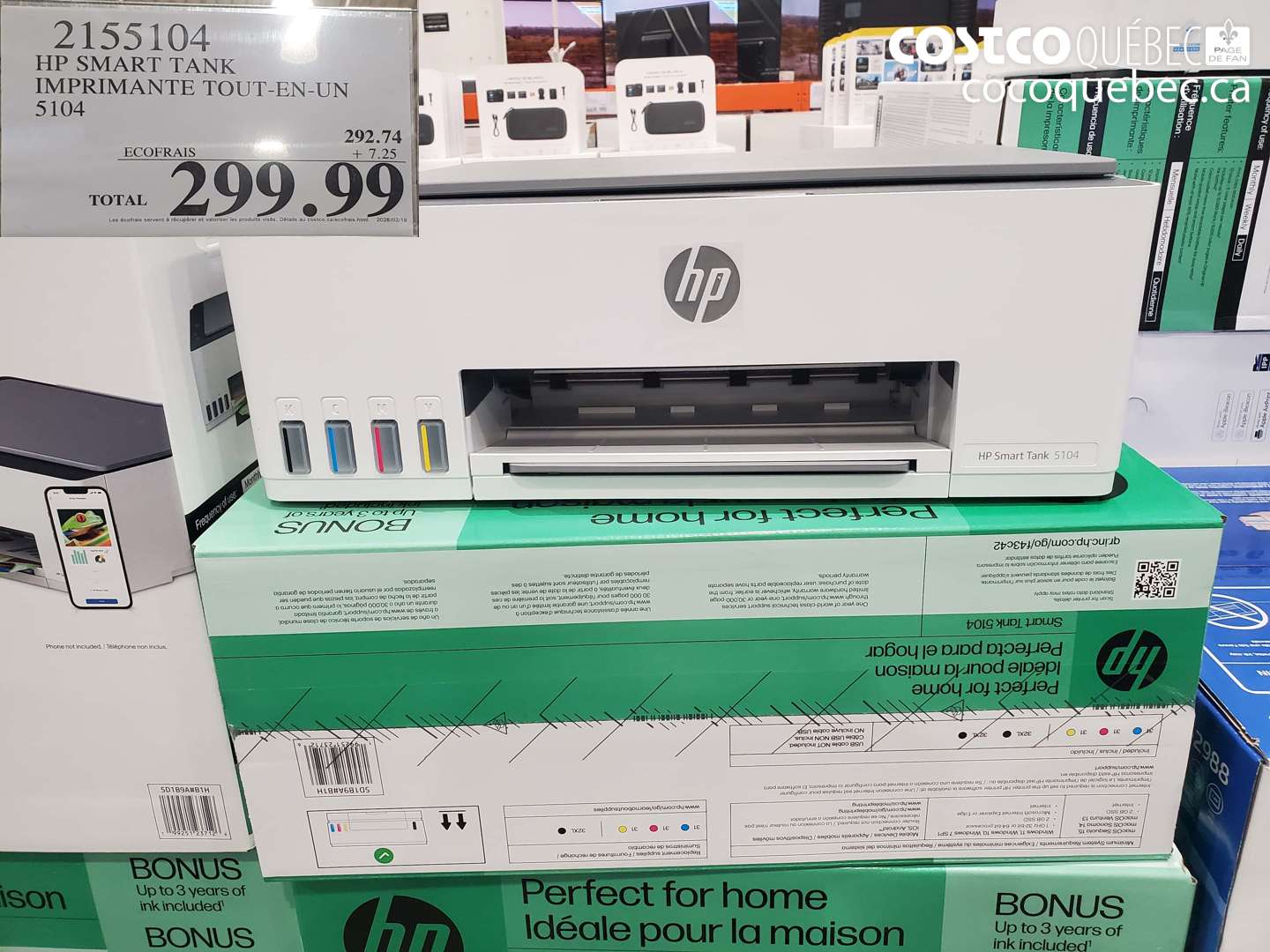 2155104 HP SMART TANK IMPRIMANTE TOUT-EN-UN 5104 $299.99