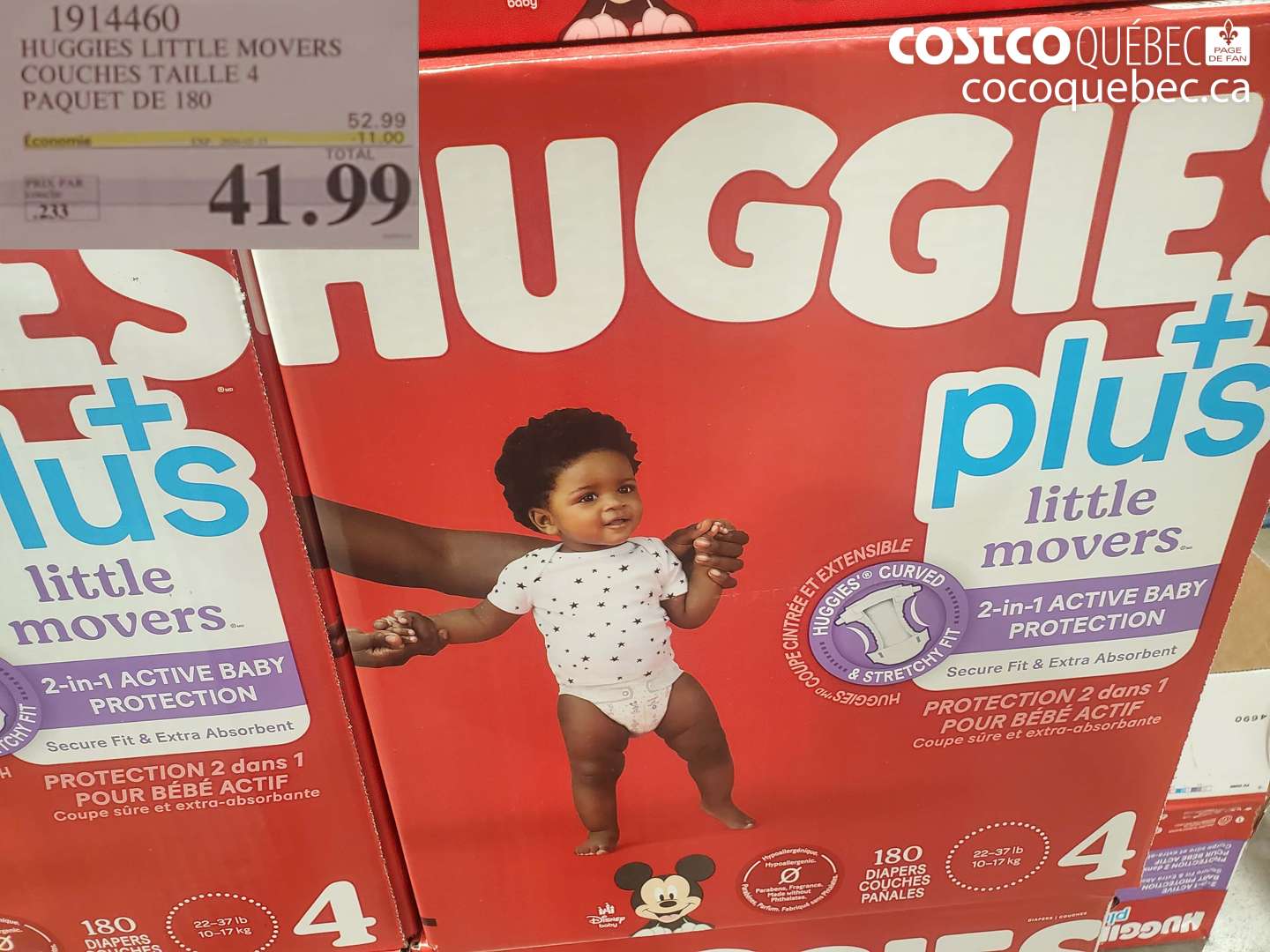 1914460 HUGGIES LITTLE MOVERS COUCHES TAILLE 4 PAQUET DE 180 ($11.00 INSTANT SAVINGS EXPIRES ON 2026-03-15) $41.99