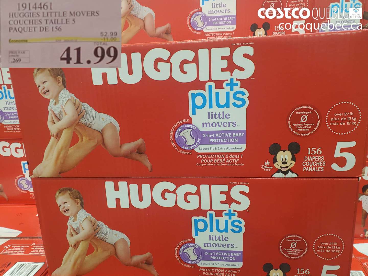 1914461 HUGGIES LITTLE MOVERS COUCHES TAILLE 5 PAQUET DE 156 ($11.00 INSTANT SAVINGS EXPIRES ON 2026-03-15) $41.99