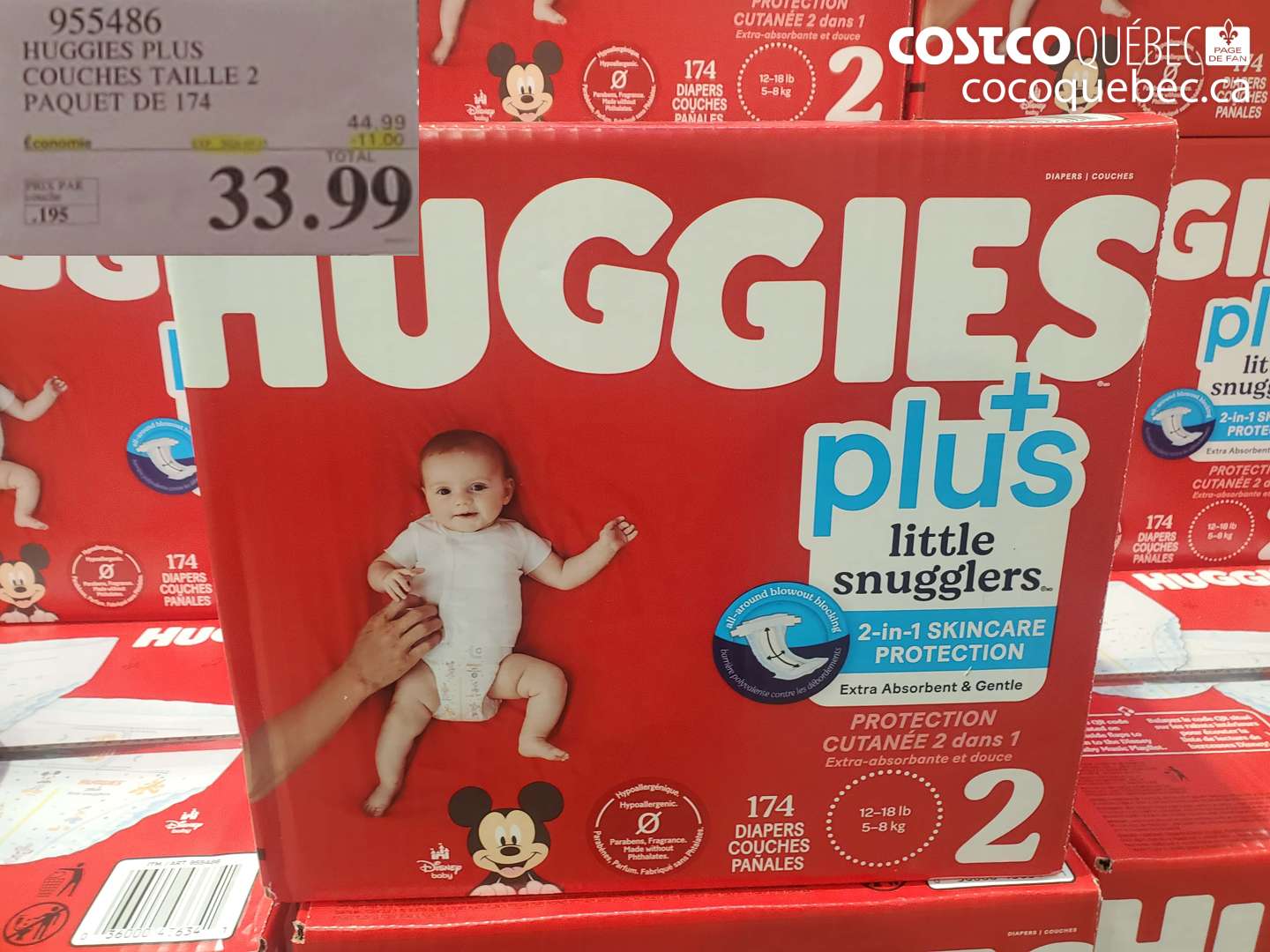 955486 HUGGIES PLUS COUCHES TAILLE 2 PAQUET DE 174 ($11.00 INSTANT SAVINGS EXPIRES ON 2026-03-15) $33.99