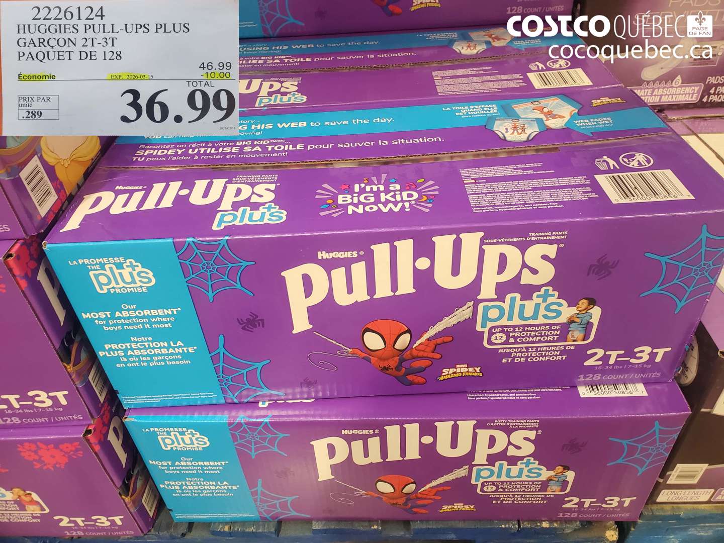 2226124 HUGGIES PULL-UPS PLUS GARÇON 2T-3T PAQUET DE 128 ($10.00 INSTANT SAVINGS EXPIRES ON 2026-03-15) $36.99