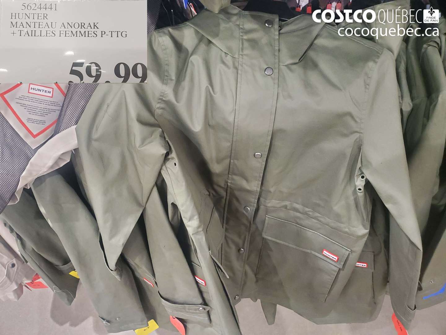 5624441 HUNTER MANTEAU ANORAK + TAILLES FEMMES P-PTG $59.99