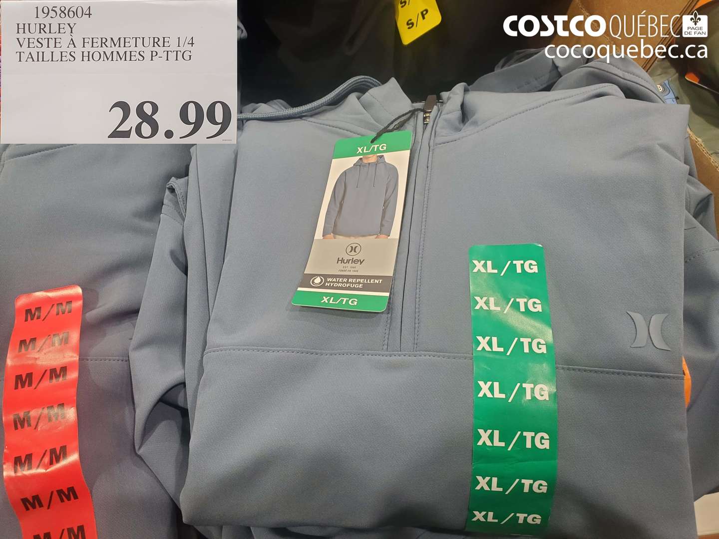 1958604 HURLEY VESTE A FERMETURE 1/4 TAILLES HOMMES P-TTG $28.99