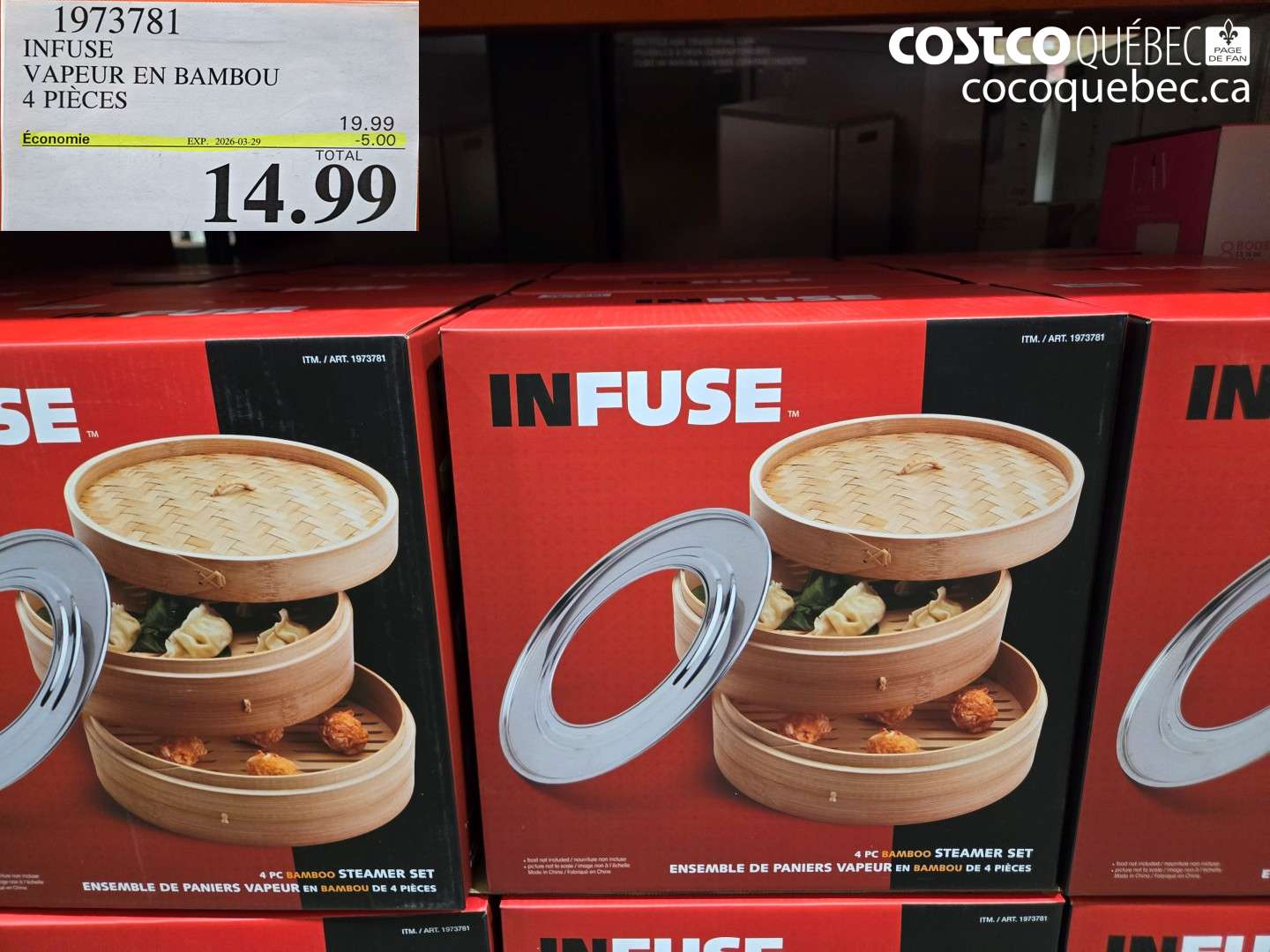 1973781 INFUSE VAPEUR EN BAMBOU 4 PIÈCES ($5.00 INSTANT SAVINGS EXPIRES ON 2026-03-29) $14.99