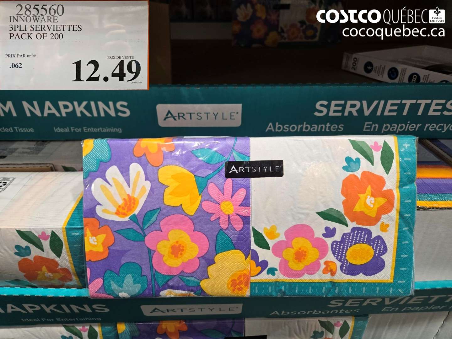 285560 INNOWARE 3PLY SERVIETTES PACK OF 200 $12.49