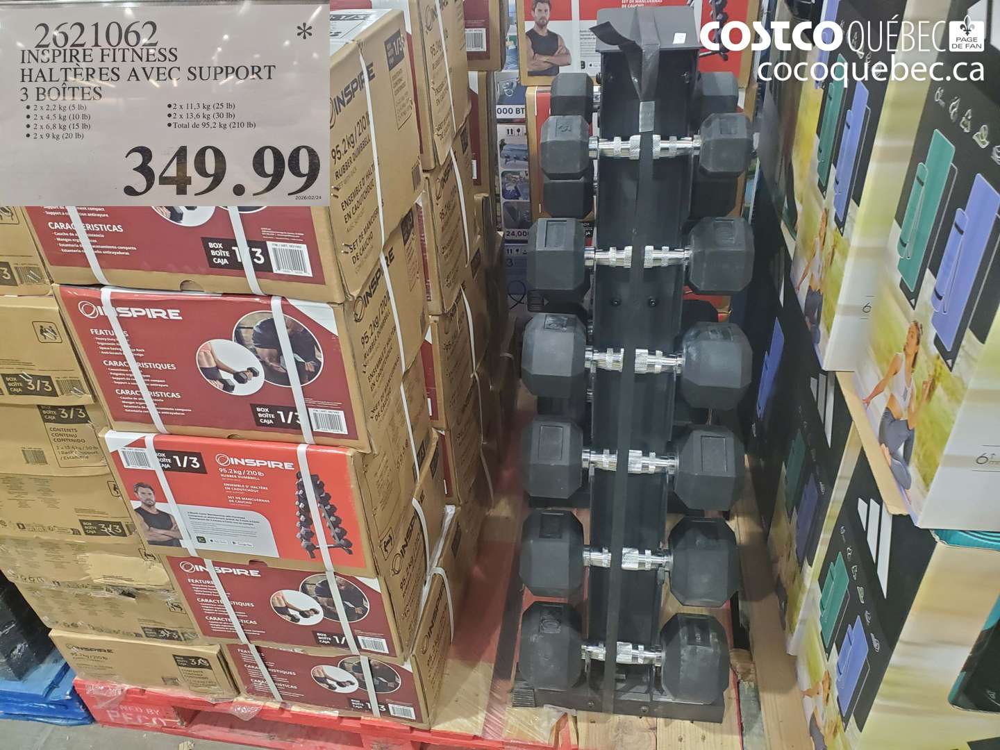 2621062 INSPIRE FITNESS HALTÈRES AVEC SUPPORT 3 BOÎTES $349.99