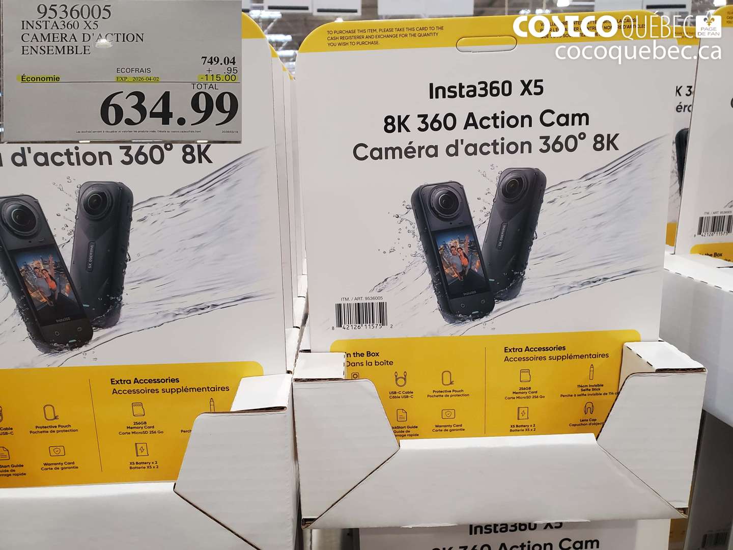 9536005 INSTA360 X5 CAMERA D'ACTION ENSEMBLE ($115.00 INSTANT SAVINGS EXPIRES ON 2026-04-02) $634.99