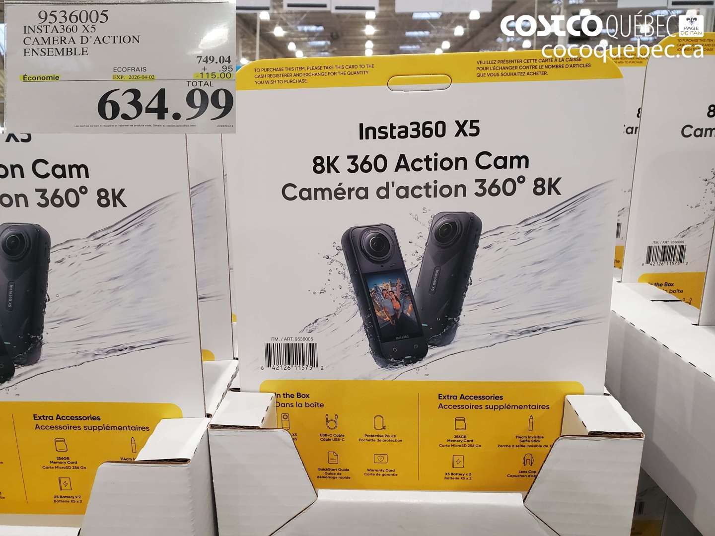 9536005 INSTA360 X5 CAMERA D'ACTION ENSEMBLE ($115.00 INSTANT SAVINGS EXPIRES ON 2026-04-02) $634.99