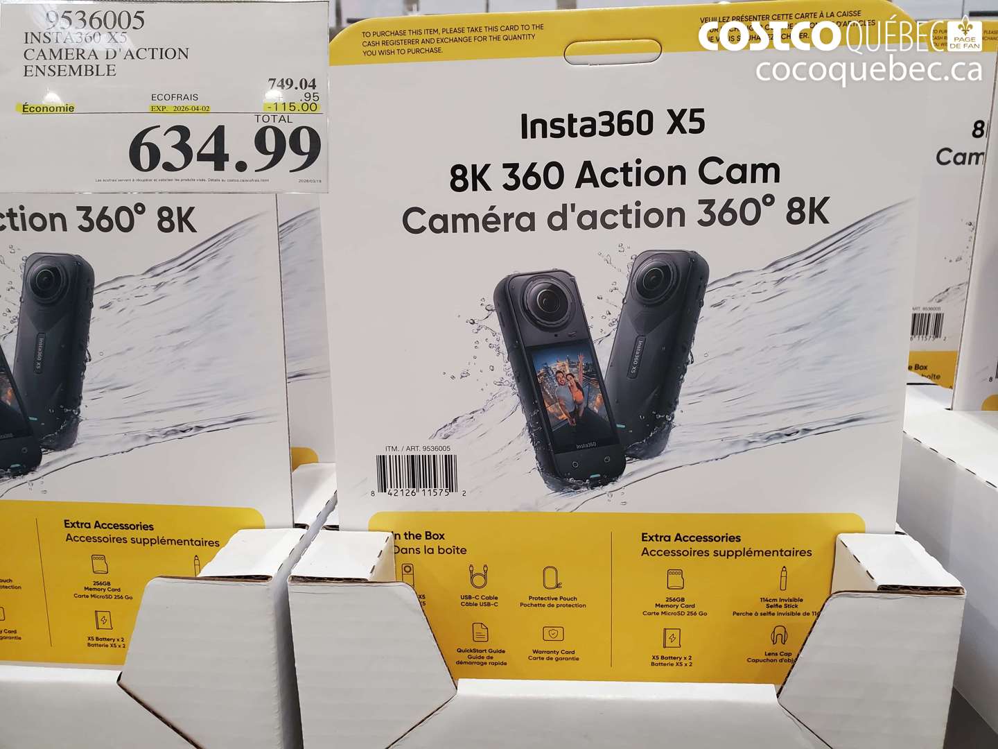 9536005 INSTA360 X5 CAMERA D'ACTION ENSEMBLE ($115.00 INSTANT SAVINGS EXPIRES ON 2026-04-02) $634.99