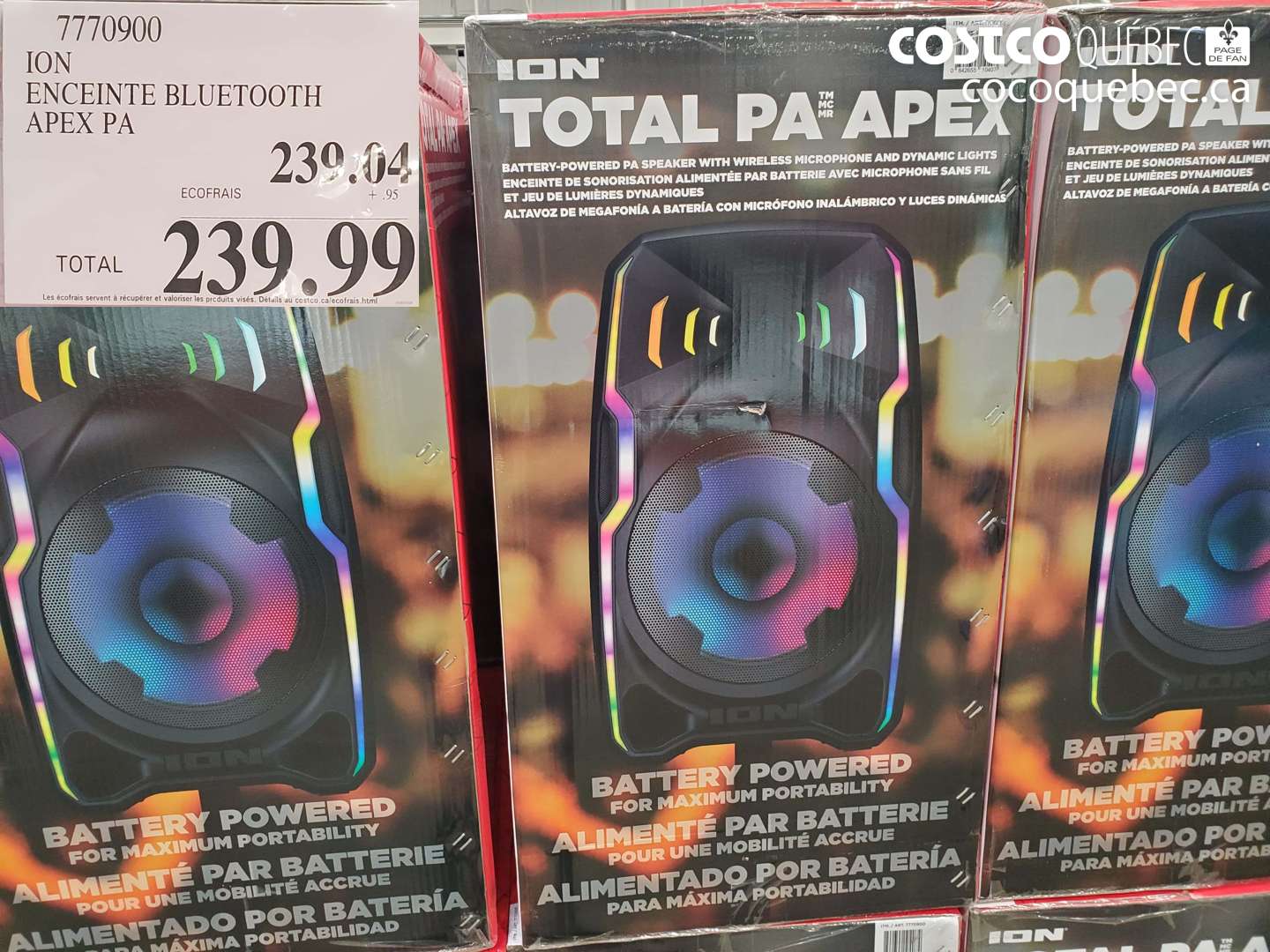 7770900 ION ENCEINTE BLUETOOTH APEX PA $239.99