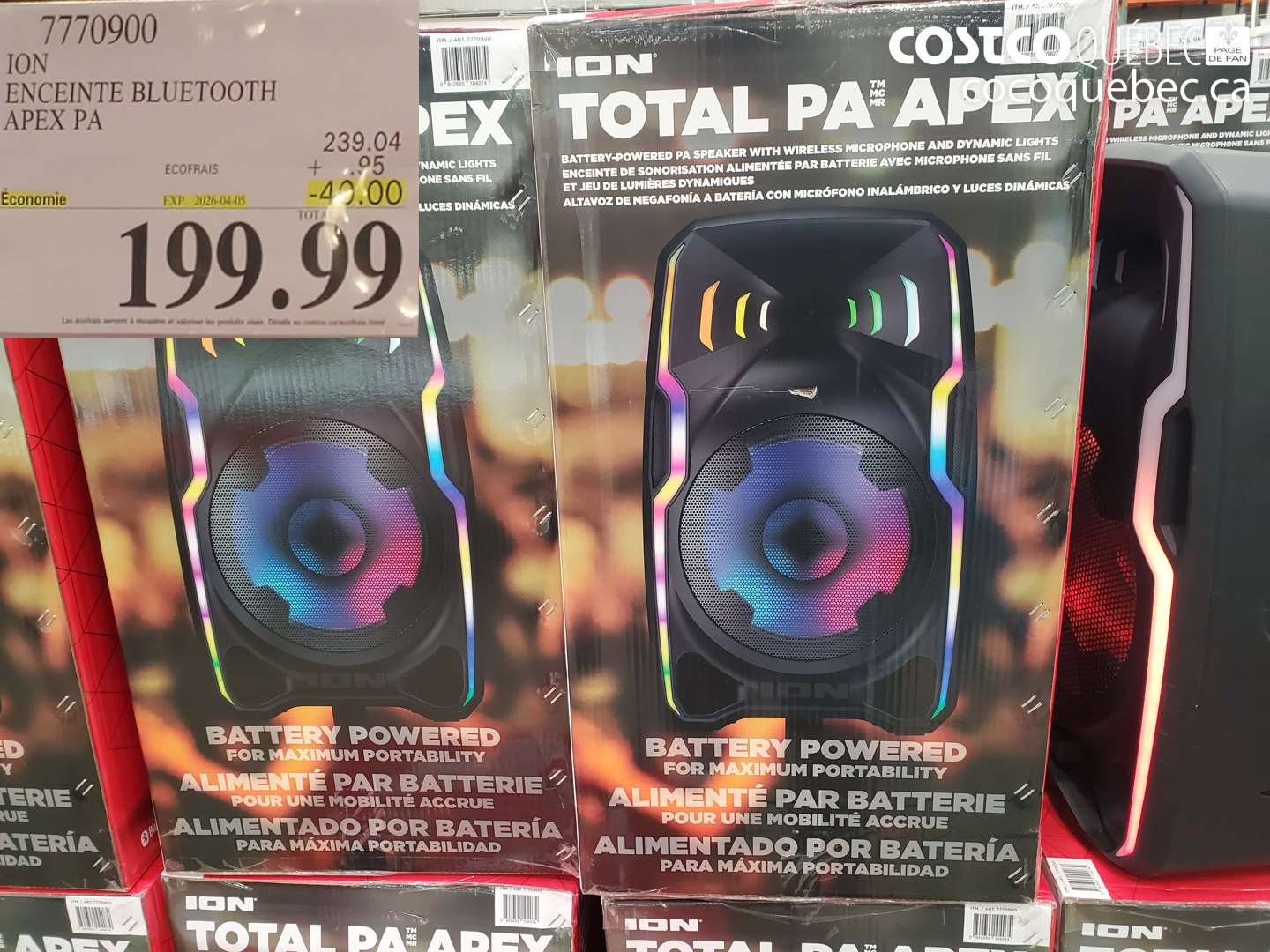 7770900 ION ENCEINTE BLUETOOTH APEX PA ($40.00 INSTANT SAVINGS EXPIRES ON 2026-04-05) $199.99