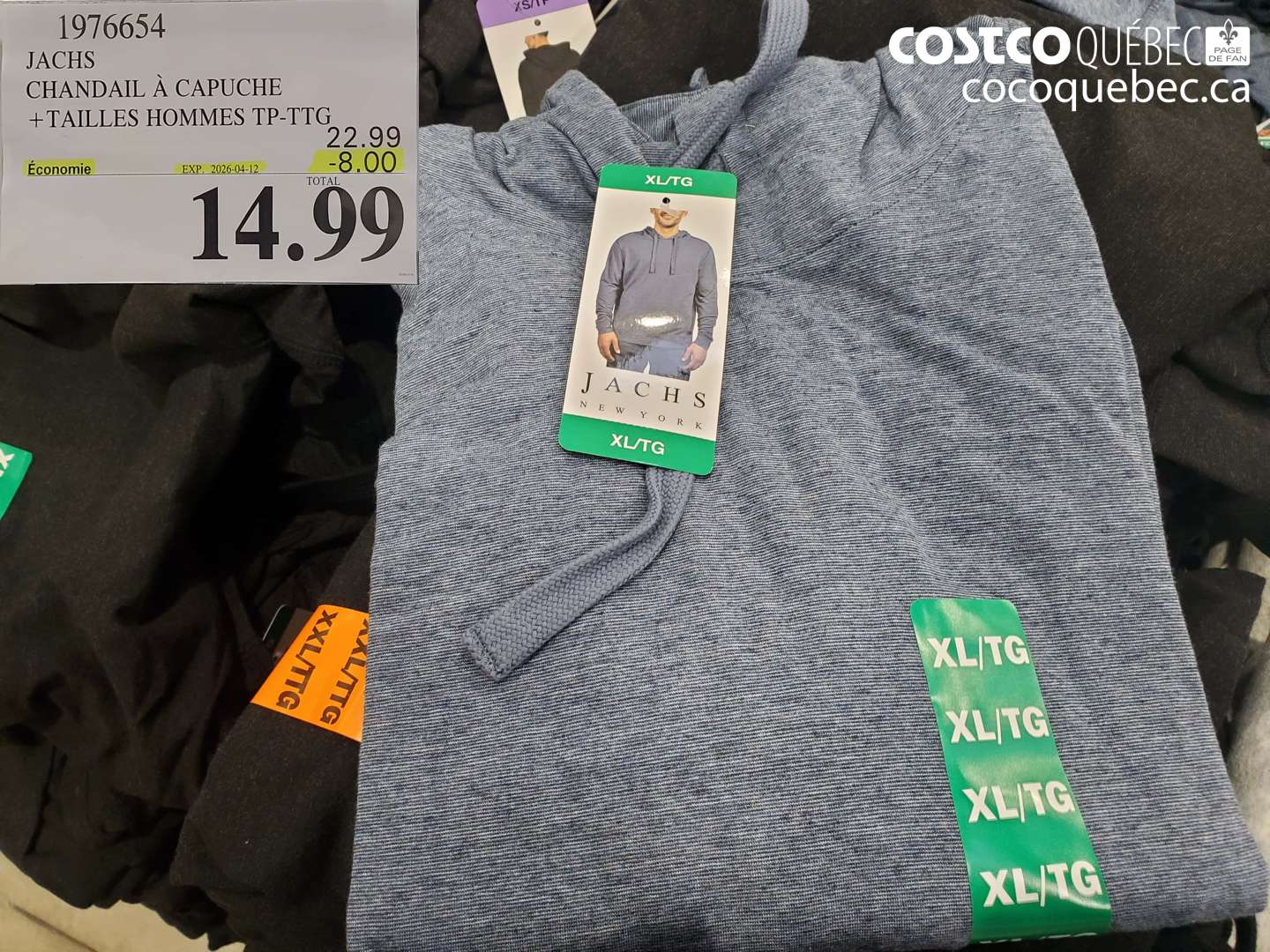 1976654 JACHS CHANDAIL À CAPUCHE + TAILLES HOMMES TP-TTG ($8.00 INSTANT SAVINGS EXPIRES ON 2026-04-12) $14.99