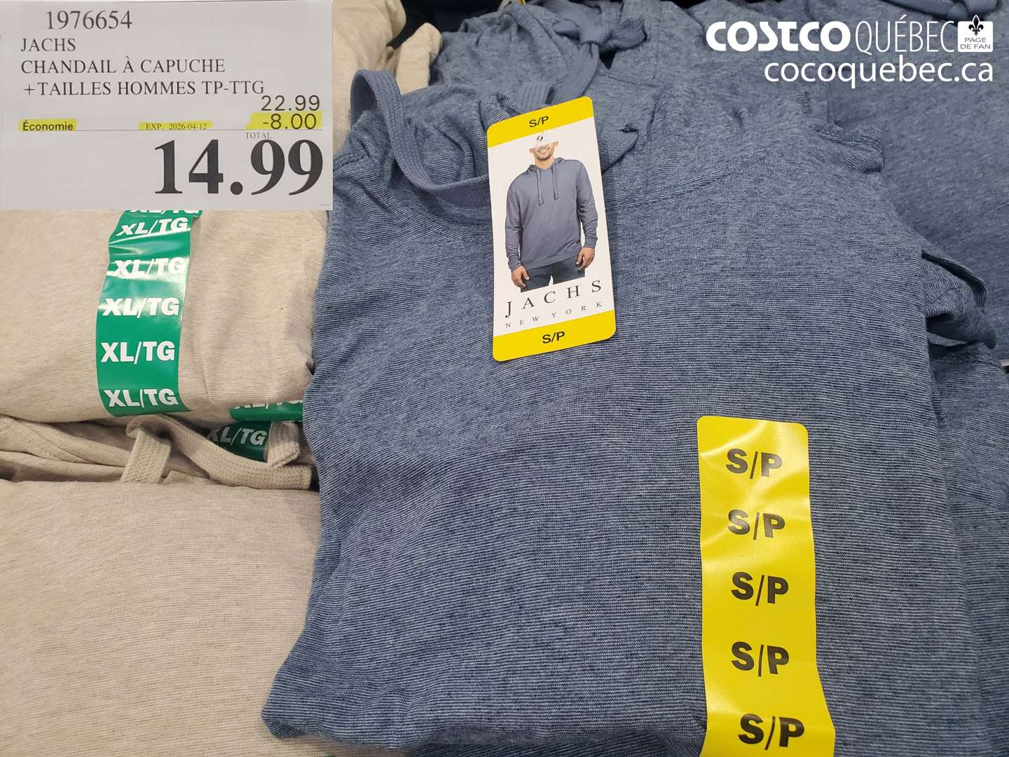 1976654 JACHS CHANDAIL À CAPUCHE + TAILLES HOMMES TP-TTG ($8.00 INSTANT SAVINGS EXPIRES ON 2026-04-12) $14.99