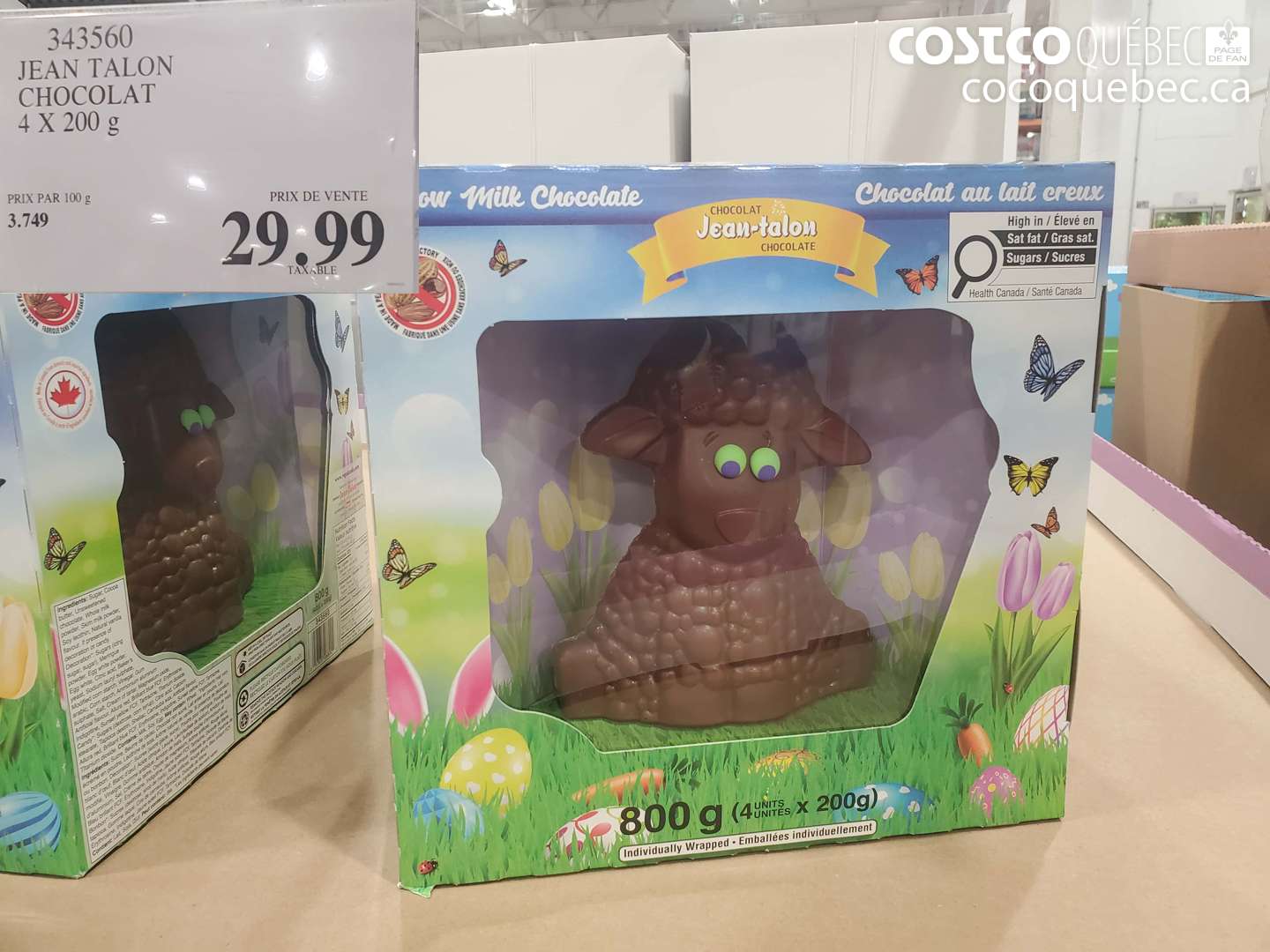 343560 JEAN TALON CHOCOLAT 4 X 200 G $29.99