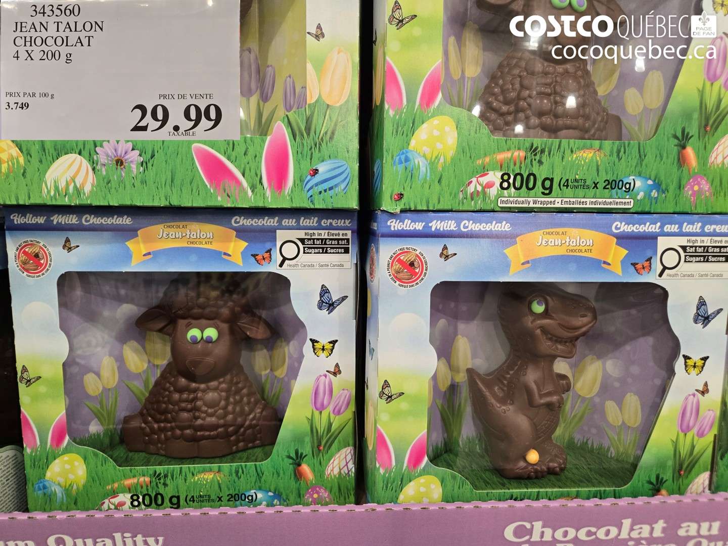 343560 JEAN TALON CHOCOLAT 4 X 200 G $29.99