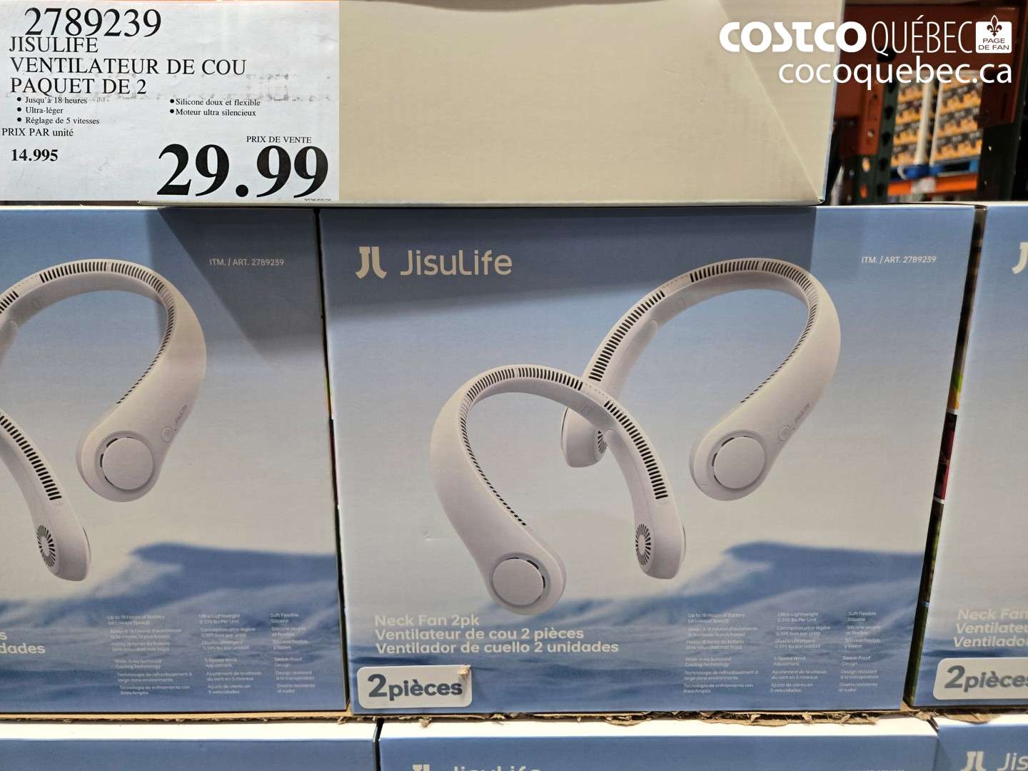 2789239 JISULIFE VENTILATEUR DE COU PAQUET DE 2 $29.99