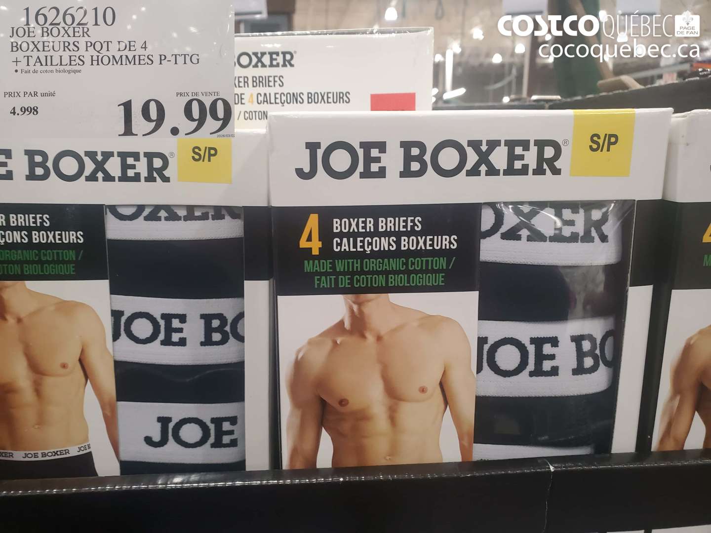 1626210 JOE BOXER BOXEURS POT DE 4 + TAILLES HOMMES P-TG $19.99
