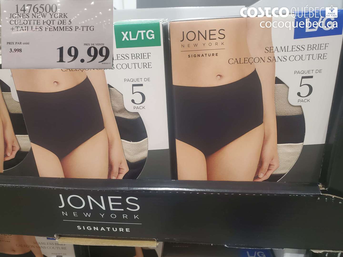 1476500 JONES NEW YORK CULOTTE PQT DE 5 + TAILLES FEMMES P-TTG $19.99