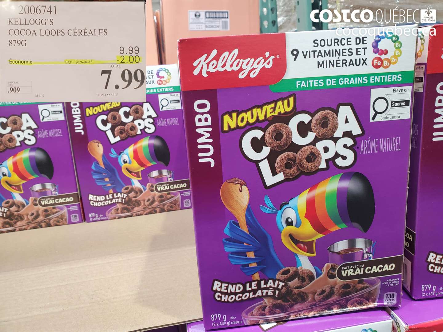 2006741 KELLOGG'S COCOA LOOPS CÉRÉALES 879G ($2.00 INSTANT SAVINGS EXPIRES ON 2026-04-12) $7.99