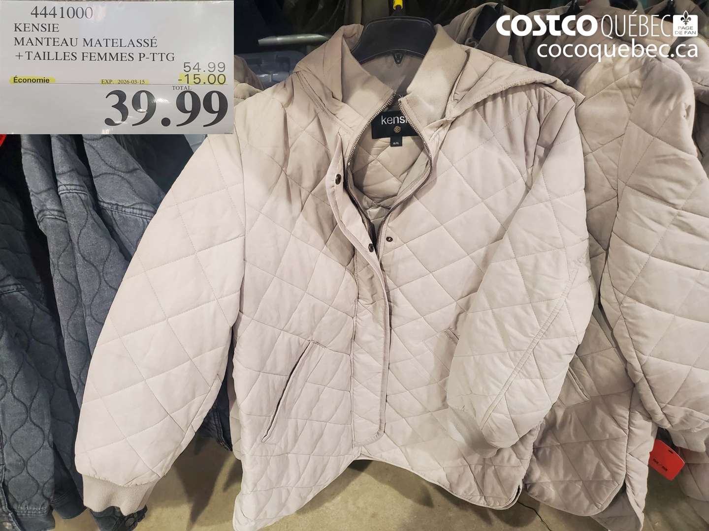 4441000 KENSIE MANTEAU MATELASSÉ +TAILLES FEMMES P-TG ($15.00 INSTANT SAVINGS EXPIRES ON 2026-03-15) $39.99