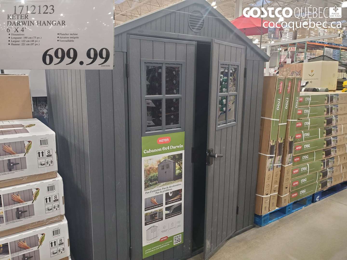 1712123 KETER DARWIN HANGAR 6' X 4' $699.99