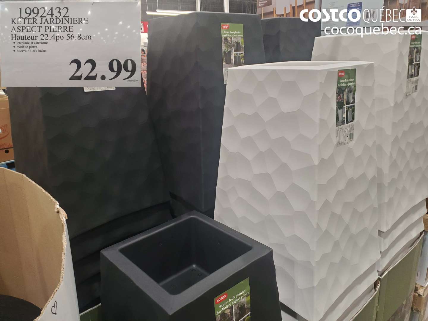 1992432 KETER JARDINIERE ASPECT PIERRE HAUTEUR 22.4PO 56.8CM $22.99