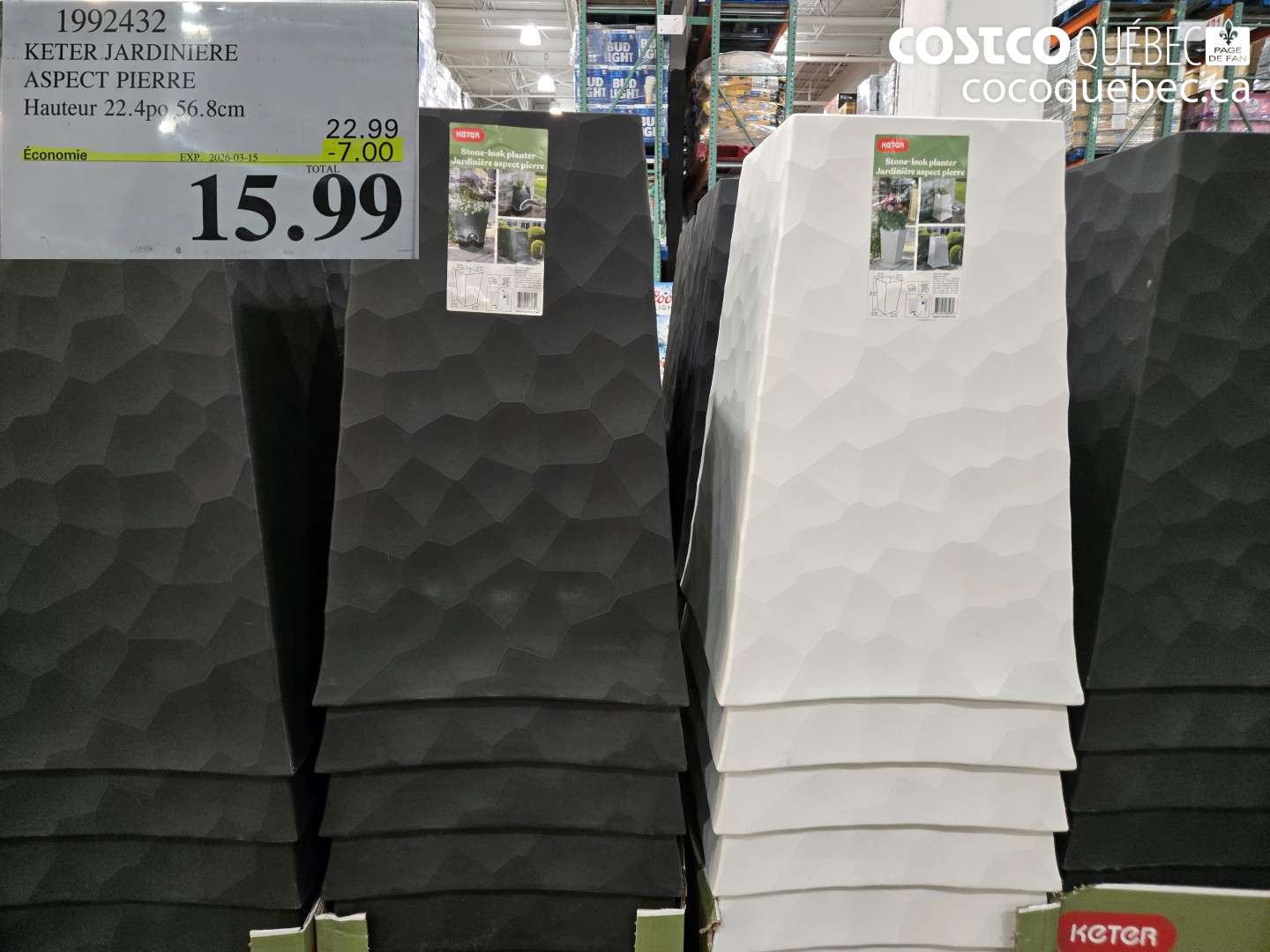 1992432 KETER JARDINIERE ASPECT PIERRE HAUTEUR 22.4PO 56.8CM ($7.00 INSTANT SAVINGS EXPIRES ON 2026-03-15) $15.99
