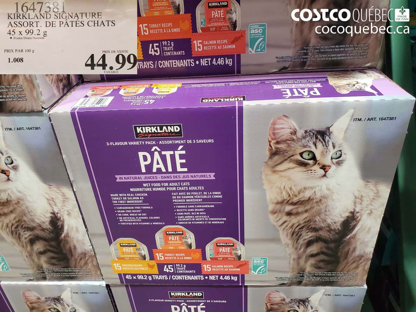 1647381 KIRKLAND SIGNATURE ASSORT. DE PÂTES CHATS $44.99