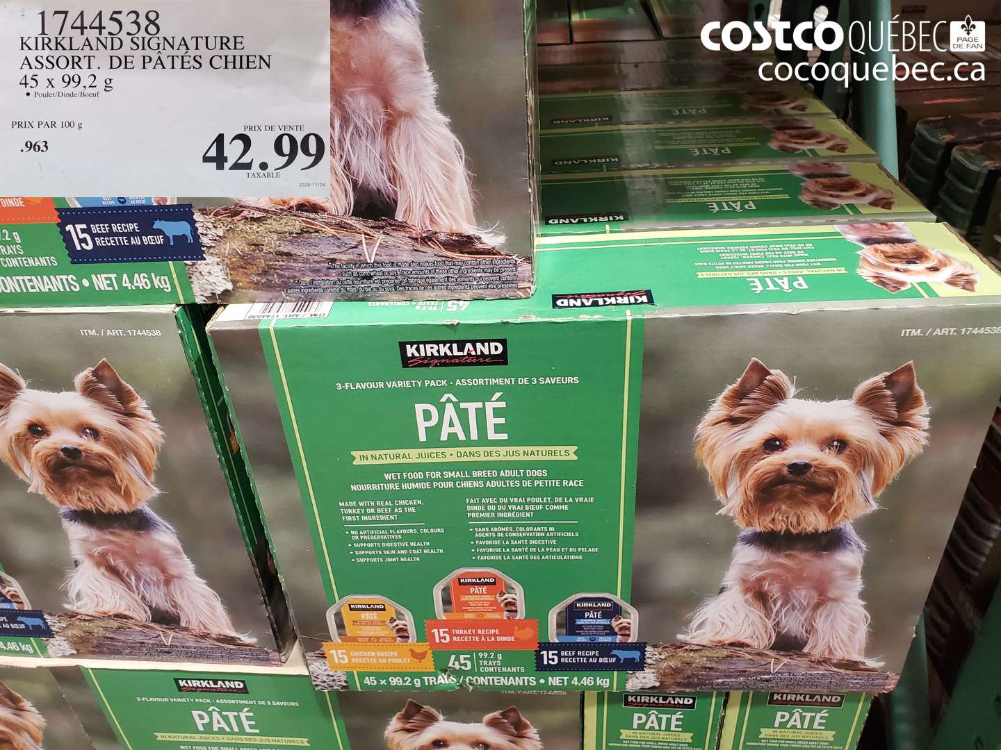 1744538 KIRKLAND SIGNATURE ASSORT. DE PÂTES CHIEN $42.99