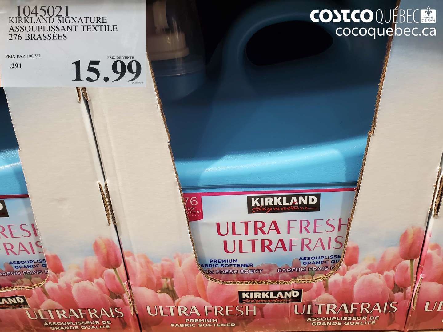 1045021 KIRKLAND SIGNATURE ASSOUPLISSANT TEXTILE 276 BRASSÉES $15.99