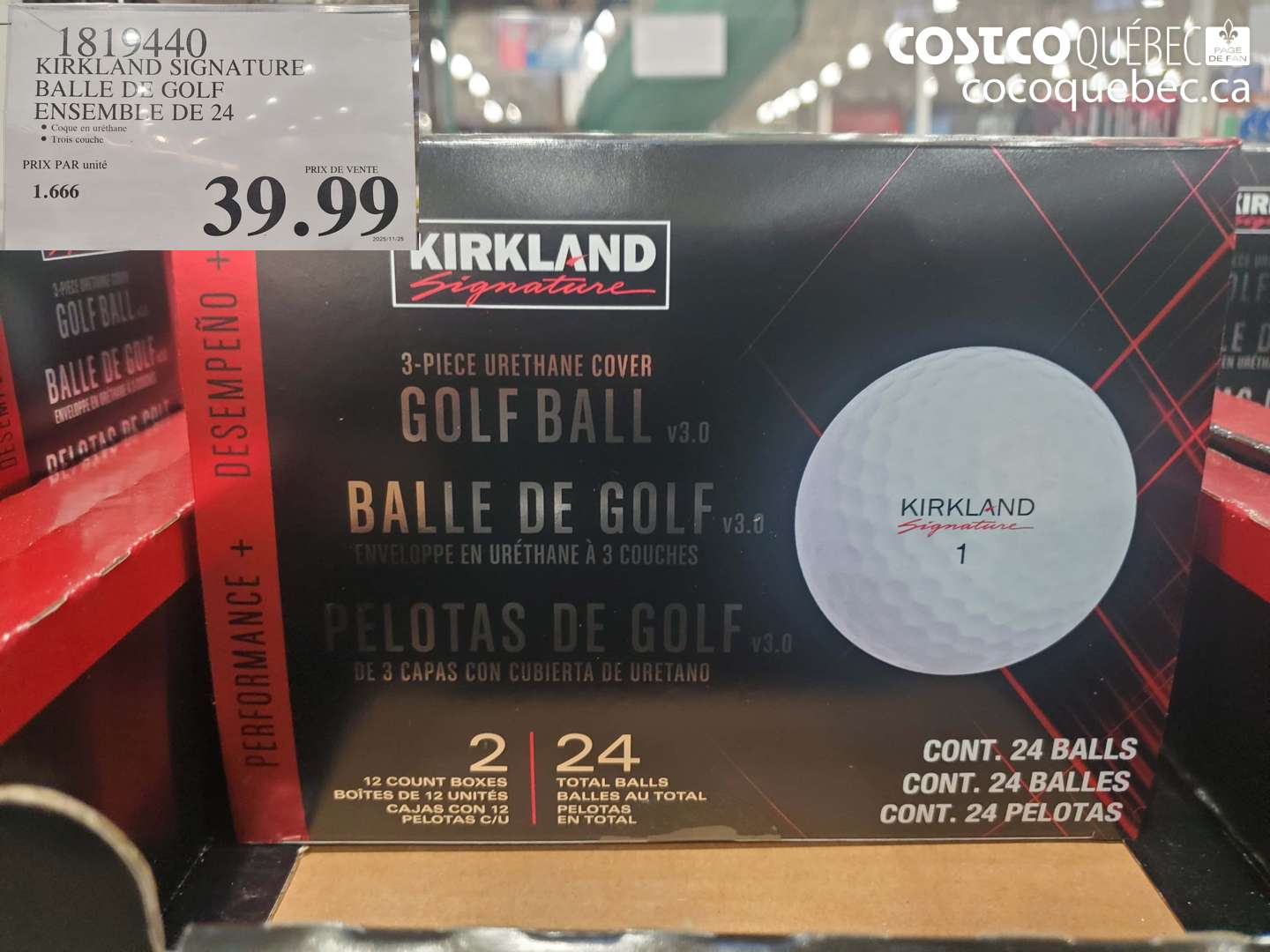 1819440 KIRKLAND SIGNATURE BALLE DE GOLF ENSEMBLE DE 24 $39.99