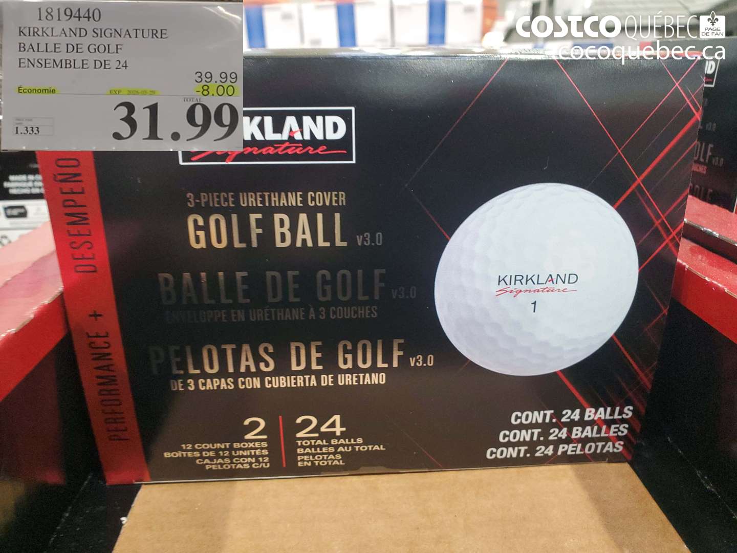 1819440 KIRKLAND SIGNATURE BALLE DE GOLF ENSEMBLE DE 24 ($8.00 INSTANT SAVINGS EXPIRES ON 2026-03-29) $31.99