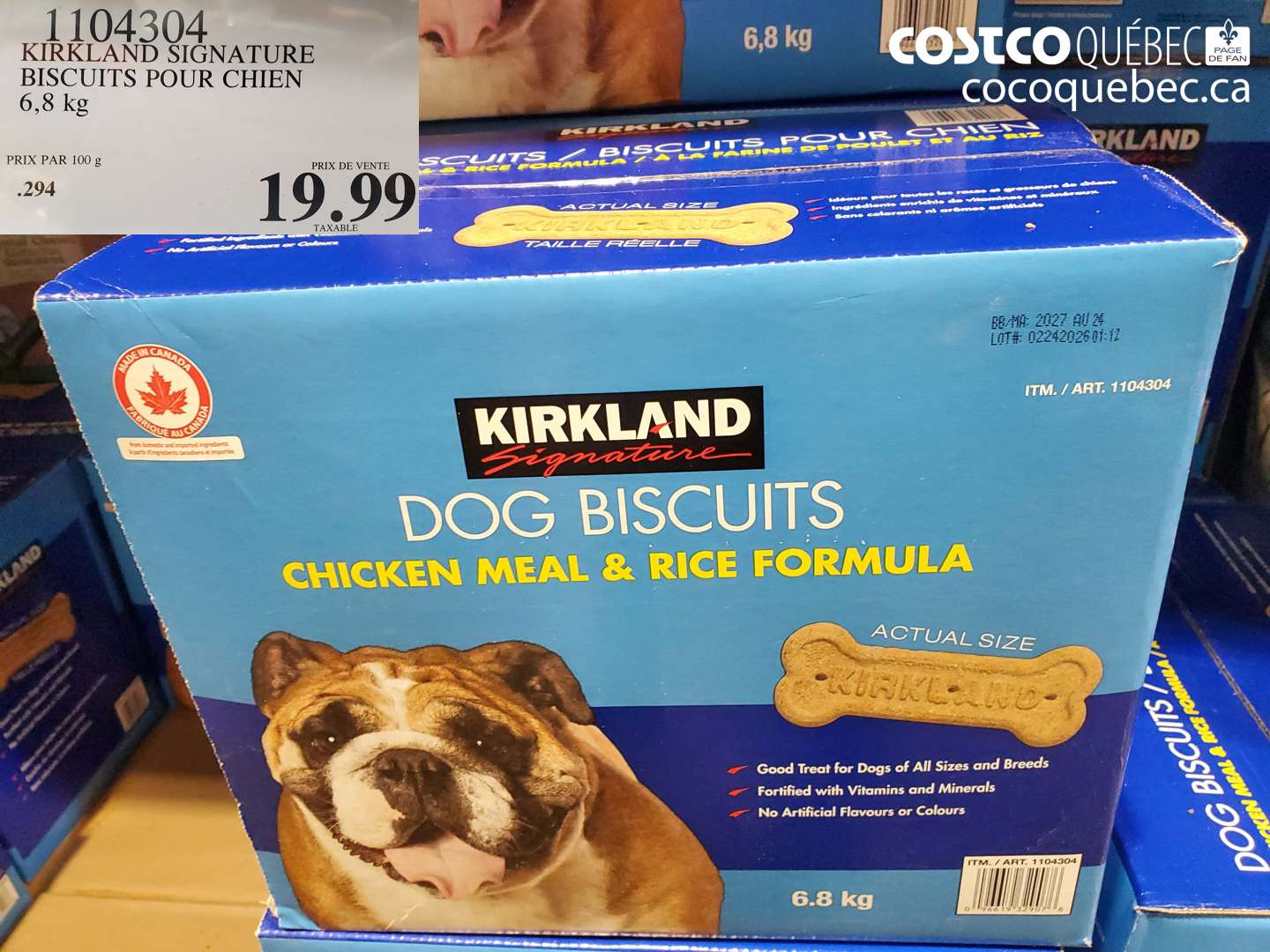 1104304 KIRKLAND SIGNATURE BISCUITS POUR CHIEN 6,8 KG $19.99