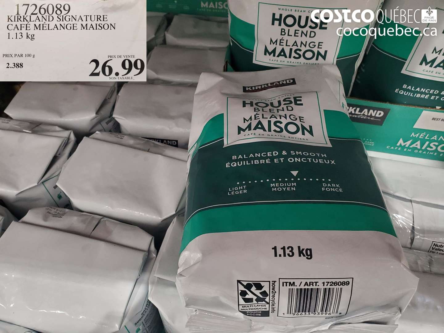 1726089 KIRKLAND SIGNATURE CAFÉ MÉLANGE MAISON 1.13 kg $26.99